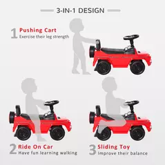 HOMCOM 3 in 1 Kids Ride On Car G350 Licensed Foot To Floor Slider Toddler Push Along NO POWER Red 12-36 months - 4