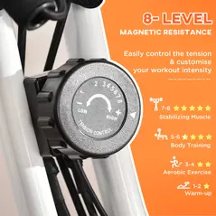 HOMCOM 2-in-1 Folding Exercise Bike with 8-Level Magnetic Resistance, Arm Resistance Band, Pulse Sensor, Orange - 6