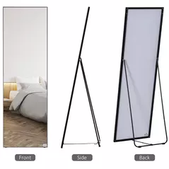 HOMCOM Full Length Dressing Mirror, Floor Standing or Wall Hanging, Aluminium Alloy Framed Full Body Mirror for Bedroom, Living Room, 50 x 161.5cm, Black - 5