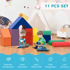 HOMCOM 11-Piece Kids Soft Play Set, Foam Block, Toys for Climbing, Crawling, Multicoloured - 4