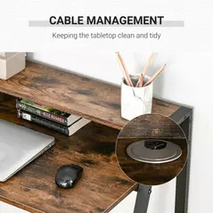 HOMCOM Writing Desk Computer Table Home Office PC Laptop Workstation Storage Shelf 84L x 45W cm Rustic Brown - 6