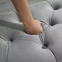 HOMCOM Semi-Circle Ottoman Storage Bench, Bed End Bench, Tufted Upholstered Window Seat Footrest Stool with Rubberwood Legs for Bedroom & Entryway, 120 x 46 x 42 cm, Light Grey - 7