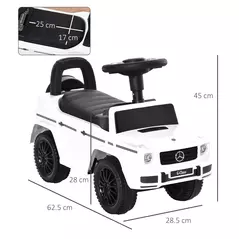 HOMCOM 3 in 1 Kids Ride On Car G350 Licensed Foot To Floor Slider Toddler Push Along NO POWER White 12-36 months - 3