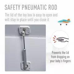 HOMCOM Wooden Kids Toy Box Children Storage Organizer Chest Safety Hinge Playroom Furniture Grey - 6