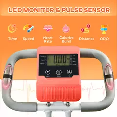 HOMCOM 2-in-1 Folding Exercise Bike with 8-Level Magnetic Resistance, Arm Resistance Band, Pulse Sensor, Orange - 4