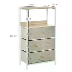 HOMCOM 4 Drawer Storage Chest Unit Home Cabinet w/ Shelves Home Living Room Bedroom Entryway Living Furniture, Light Grey - 3