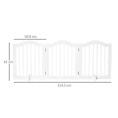 PawHut 3 Panels Dog Gate w/ Support Feet Fence Safety Barrier Freestanding Wood White - 3