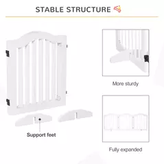 PawHut 3 Panels Dog Gate w/ Support Feet Fence Safety Barrier Freestanding Wood White - 7
