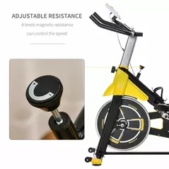 HOMCOM Exercise Bike, with 6kg Flywheel Belt Drive, Adjustable Resistance, LCD Display - Yellow - 6