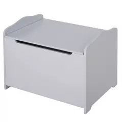 HOMCOM Wooden Kids Toy Box Children Storage Organizer Chest Safety Hinge Playroom Furniture Grey - 1