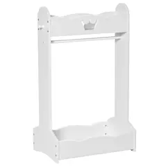 HOMCOM Kids Clothes Rail Wooden Hanging Rack with Storage Shelves Children Garment Freestanding Wardrobe for 3-8 Years Toddler, White - 1