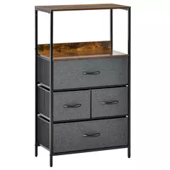 HOMCOM 4 Drawer Storage Chest Unit Home Cabinet w/ Shelves Home Living Room Bedroom Entryway Living Furniture, Black - 1