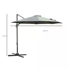 Outsunny 3(m) Offset Parasol Cantilever Hanging Umbrella 360° Rotation w/ Base Dark Grey - 3