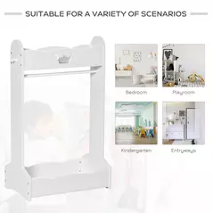 HOMCOM Kids Clothes Rail Wooden Hanging Rack with Storage Shelves Children Garment Freestanding Wardrobe for 3-8 Years Toddler, White - 6