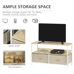 HOMCOM TV Stand Cabinet with 2 Foldable Drawers - Maple Colour - 5