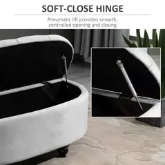 HOMCOM Semi-Circle Ottoman Storage Bench, Bed End Bench, Tufted Upholstered Window Seat Footrest Stool with Rubberwood Legs for Bedroom & Entryway, 120 x 46 x 42 cm, Light Grey - 6