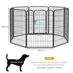 PawHut 8 Panels Heavy Duty Puppy Playpen, for Large, Medium Dogs, Indoor and Outdoor Use - Black - 3