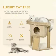 PawHut Cat Tree Tower for Indoor Cats Cat Scratching Post Climbing Activity Centre w/Jute Scratching Pad, Toy Ball, Cat House - Coffee - 4