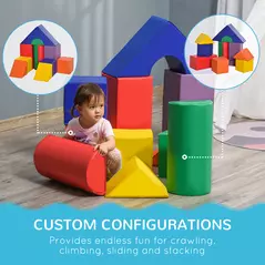 HOMCOM 11-Piece Kids Soft Play Set, Foam Block, Toys for Climbing, Crawling, Multicoloured - 5
