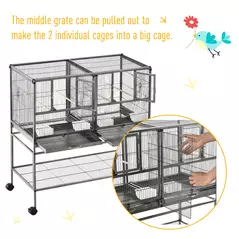 PawHut Large Bird Cage Parrot Cage with Divider, Slide Tray for Finch Canaries Parakeets Cockatiels, 95 x 45.5 x 102 cm - 7