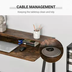 HOMCOM Writing Desk Computer Table Home Office PC Laptop Workstation Storage Shelf 100L x 45W cm Rustic Brown - 6
