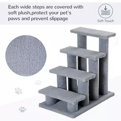PawHut Dog Steps for Bed 4 Step Pet Stairs for Sofa Dog Cat Climb Ladder 63x43x60 cm Grey - 4