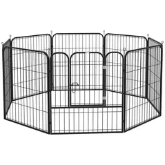 PawHut 8 Panels Heavy Duty Puppy Playpen, for Small and Medium Dogs, Indoor and Outdoor Use - Black - 1