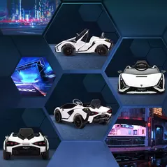 HOMCOM Lamborghini Sian Licensed 12V Electric Car for Kids 2 Motors Toy Car with Remote Control Music Lights MP3 for 3-5 Years White - 9