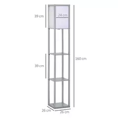 HOMCOM 3-Tier Floor Lamp, Floor Light with Storage Shelf, Reading Standing Lamp with Acrylic Shade for Living Room, Bedroom, Kitchen, Dining Room, Office, Dorm, 160cm, Grey - 3