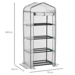 Outsunny 4 Tiers Mini Portable Greenhouse Compact Plant Grow Shed Metal Frame PE Cover 160H x 70L x 50Wcm - 3