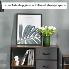 HOMCOM Chest of Drawers Storage  Dresser Cabinet Organizer with 3 Fabric Drawers and 2 Display Shelves for Living Room, Bedroom, Hallway, Black - 5