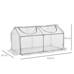 Outsunny Mini Greenhouse Portable Flower Planter Tomato Vegetable House for Garden Backyard with Zipper 120 x 60 x 60 cm, White - 3