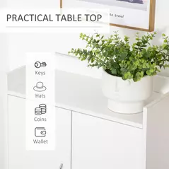 HOMCOM Modern Shoe Cabinet Storage Organizer with Doors and Shelves for Hallway & Entryway, 60L x 30W x 92Hcm, White - 5