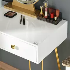 HOMCOM Dressing Table with LED Mirror and Cushioned Stool, Vanity Desk with Acrylic Lipstick Holder and 2 Drawers, Makeup Table for Bedroom, White - 8