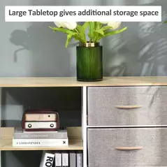 HOMCOM Chest of Drawers Storage  Dresser Cabinet Organizer with 3 Fabric Drawers and 2 Display Shelves for Living Room, Bedroom, Hallway, Beige - 5