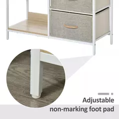 HOMCOM Chest of Drawers Storage  Dresser Cabinet Organizer with 3 Fabric Drawers and 2 Display Shelves for Living Room, Bedroom, Hallway, Beige - 6