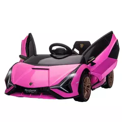 HOMCOM Lamborghini Sian Licensed 12V Electric Car for Kids 2 Motors Toy Car with Remote Control Music Lights MP3 for 3-5 Years Pink - 1
