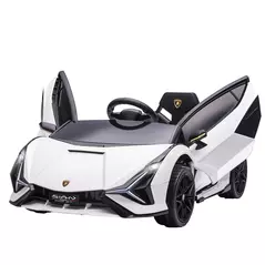 HOMCOM Lamborghini Sian Licensed 12V Electric Car for Kids 2 Motors Toy Car with Remote Control Music Lights MP3 for 3-5 Years White - 1