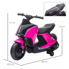HOMCOM 6V Kids Electric Motorbike Ride On Toy w/ Music LED Lights Safety Training Wheels for Girls Boy 2-4 Years Pink - 3