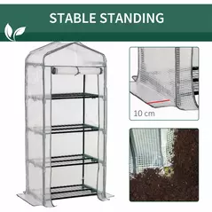 Outsunny 4 Tiers Mini Portable Greenhouse Compact Plant Grow Shed Metal Frame PE Cover 160H x 70L x 50Wcm - 7
