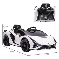 HOMCOM Lamborghini Sian Licensed 12V Electric Car for Kids 2 Motors Toy Car with Remote Control Music Lights MP3 for 3-5 Years White - 3