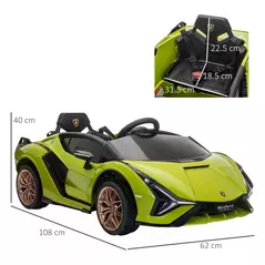 HOMCOM Lamborghini Sian Licensed 12V Electric Car for Kids 2 Motors Toy Car with Remote Control Music Lights MP3 for 3-5 Years Green - 3