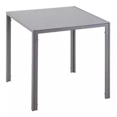 HOMCOM Modern Square Dining Table for 2-4 People, with Glass Top & Metal Legs for Dining Room, Living Room, Grey - 1