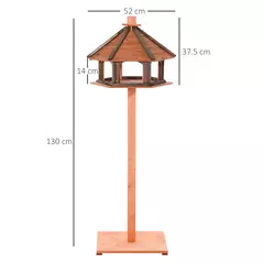 PawHut 130cm Wooden Bird Table, Feeding Station with Roof for Outdoor, Brown - 3