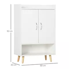 HOMCOM Modern Shoe Cabinet Storage Organizer with Doors and Shelves for Hallway & Entryway, 60L x 30W x 92Hcm, White - 3