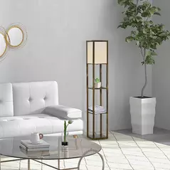 HOMCOM 3-Tier Floor Lamp, Floor Light with Storage Shelf, Reading Standing Lamp with Acrylic Shade for Living Room, Bedroom, Kitchen, Dining Room, Office, Dorm, 160cm, Brown - 9