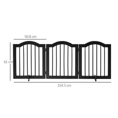 PawHut Freestanding Pet Gate Wooden Dog Gate with Support Feet Foldable Pet Fence Safety Barrier for the House Doorway Stairs Black - 3