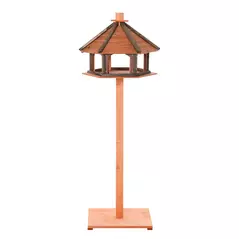 PawHut 130cm Wooden Bird Table, Feeding Station with Roof for Outdoor, Brown - 1