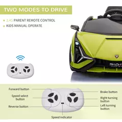 HOMCOM Lamborghini Sian Licensed 12V Electric Car for Kids 2 Motors Toy Car with Remote Control Music Lights MP3 for 3-5 Years Green - 6