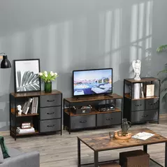 HOMCOM Chest of Drawers Storage  Dresser Cabinet Organizer with 3 Fabric Drawers and 2 Display Shelves for Living Room, Bedroom, Hallway, Black - 8